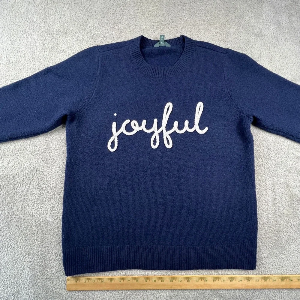 Joyful Graphic Sweater Womens 0X 14W Navy Blue Crewneck Terra‎ & Sky